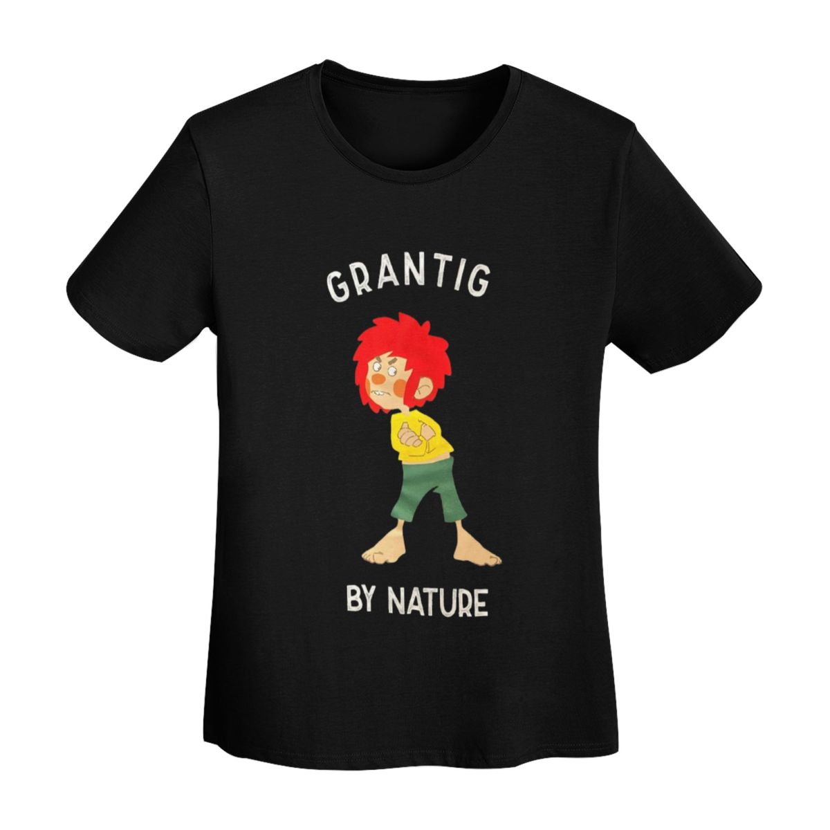 Pumuckl Grantig By Nature T-Shirt Damen Kurzarm T-Shirts Rundhalsausschnitt Streetwear Baumwolle Sommer T-Shirts Streetwear 2XL