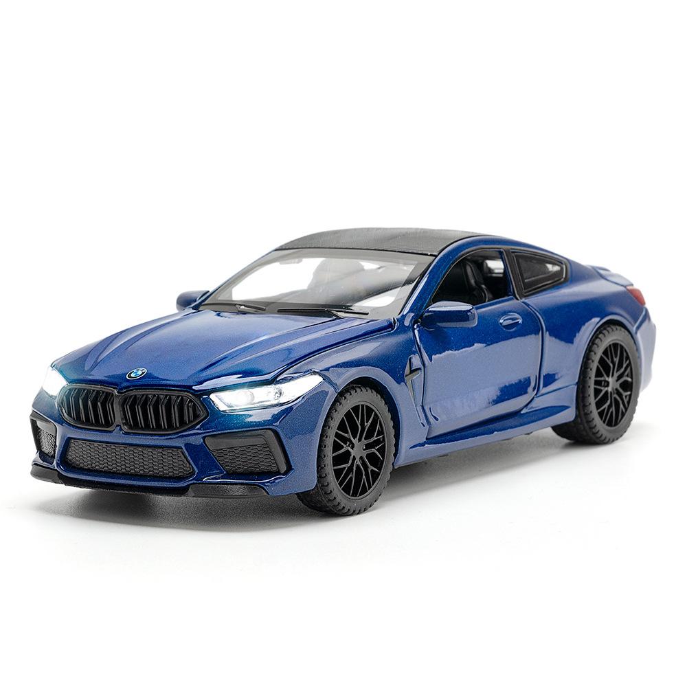1/32 BMW M8 IM Supercar Legierung Druckguss & Spielzeug Fahrzeuge Metall Spielzeug Auto Modell Sound und Licht Sammlung Kinder Spielzeug blau