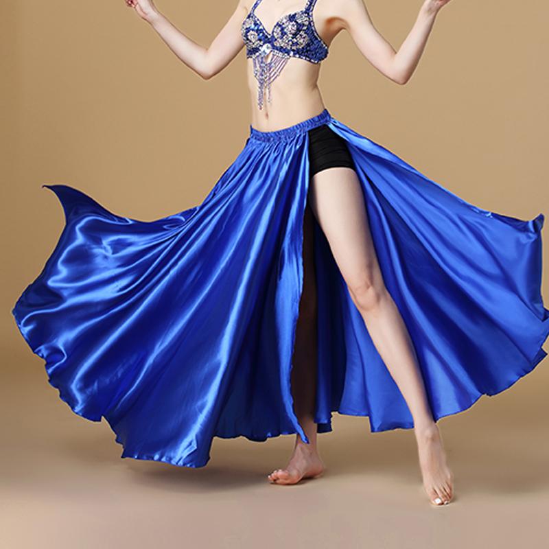 Performance Bauchtanzkostüm Saint-Rock 2-seitig geschlitzter Rock Sexy Damen Orientalischer Bauchtanzrock Damentanz Rock mit offenem Saum One size blau