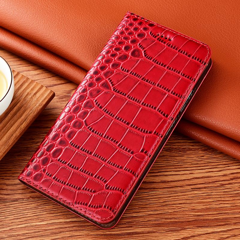 Für Samsung S24 S25 Krokodilmuster Echte Lederhülle Für Samsung S20 S21 S22 S23 S30 FE Lite Plus Ultra Klappbörsen-Hülle Samsung S25 EDGE rot