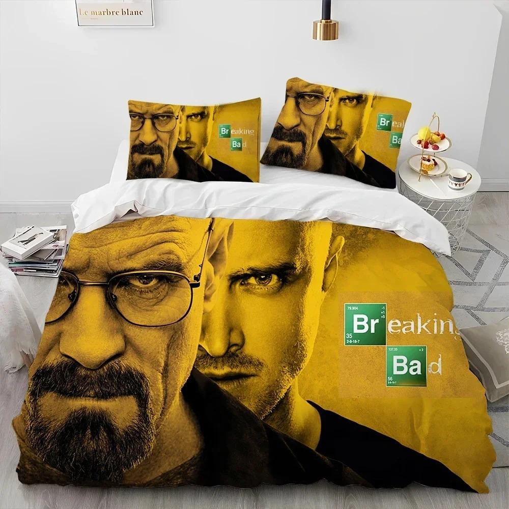 3D Breaking Bad Walter Hartwell Bettwäsche-Set, Bettbezug Bett-Set Steppdeckenbezug Kissenbezug, King Queen Size Bettwäsche-Set Kind AU Double 180x210cm