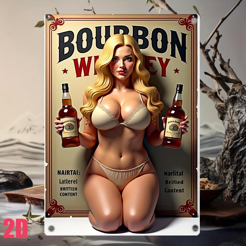 Vintage Bourbon Schild Vintage Whiskey Metallblechschild Wandkunst Retro Aluminium Bar Dekor mit Mount Sterling Inhalt 30x40cm(11.8x15.7inch)