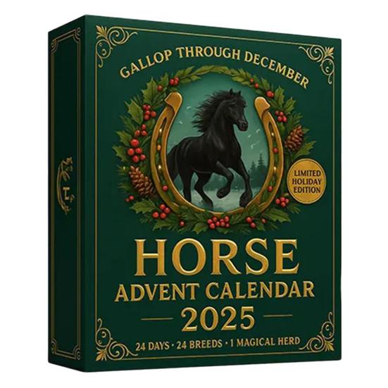 Yousheng Pferde Adventskalender 2025 24 Tage Weihnachts-Countdown-Kalender mit 24 2D/3D Pferde-Ornamenten Weihnachtsgeschenk für Pferdeliebhaber Sammler acrylic