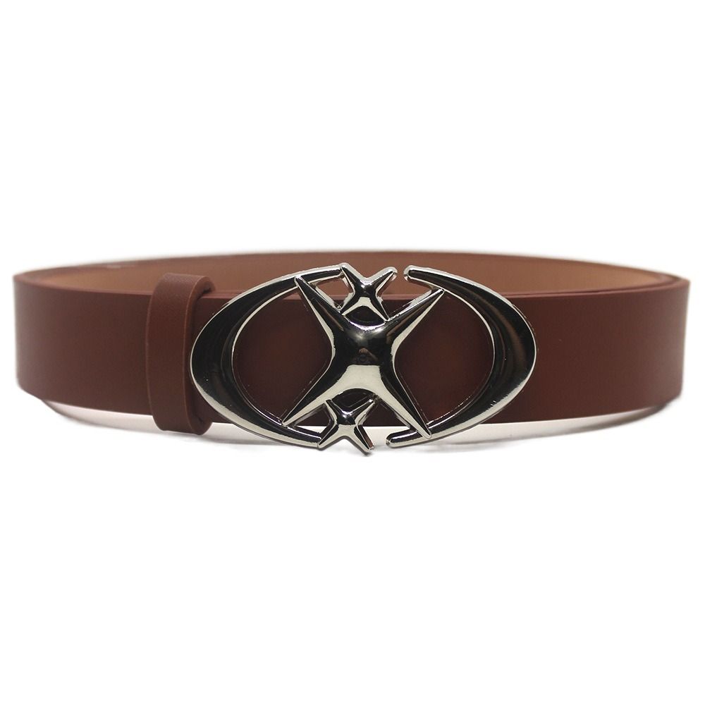 Punk Y2k Gürtel Mond Stern Design Punk Gürtel Vintage Dekorativer Gürtel Herren Damen hellbraune