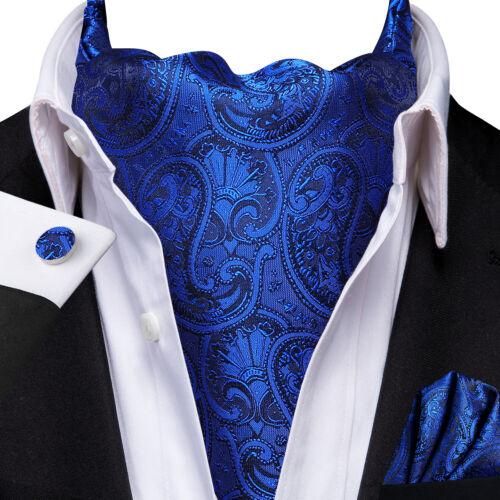 100 Farben Herren Seide Ascot Krawatte Vintage Krawatte Paisley Schal Einstecktuch Manschettenknöpfe Set AS-1076