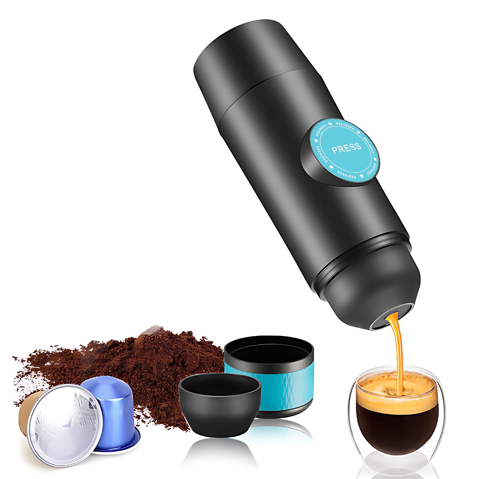 Tragbare Elektrische Espresso Kaffee Maschine Cordless Heizung Doppel Servieren Mini Kaffee Maker blau