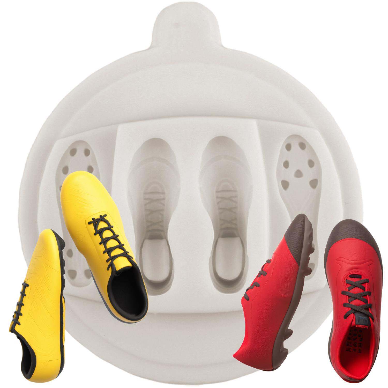 Fußballspieler Silikonformen Fußballer Fußballschuhe Fondantform Kuchen Dekorationswerkzeuge Cupcake Topper Süßigkeiten Schokolade Gumpaste Form graue