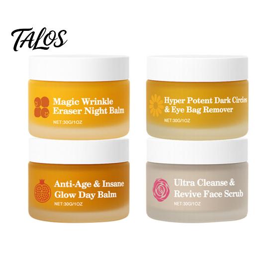 Morgen- und Nachtpflege 4-teiliges Tagesfeuchtigkeitsset, Gesichts- und Augencreme für feuchtigkeitsspendende Pflege ohne Füllstoffe, Tägliche Anti-Aging-Pflege mit Reparatur, Hautbarrierepflege 4pcs beige