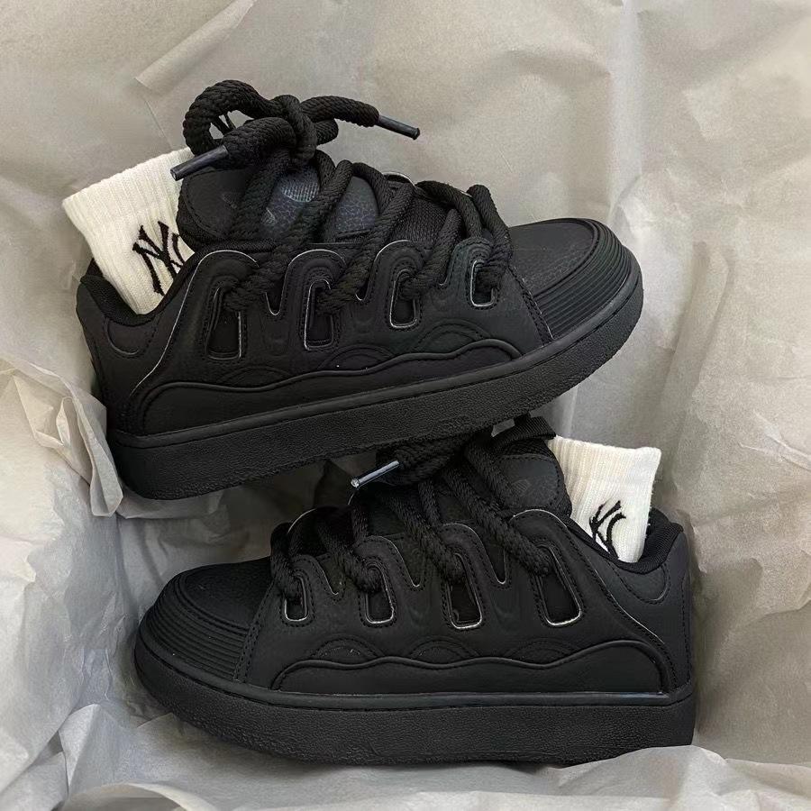 Mode Mode Paar-Sneaker Trend Street Skate Schuhe Luxus Leder Freizeitschuhe für Herren Damen Sport Laufschuhe Tenis Masculino 44 schwarz
