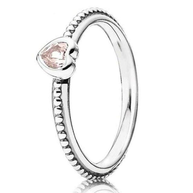 Authentischer 925 Sterling Silber Ring Rosa Lila One Love Golden-Rot Synthetischer Ring mit Kristall für Frauen Geschenk Modeschmuck 6 rosa
