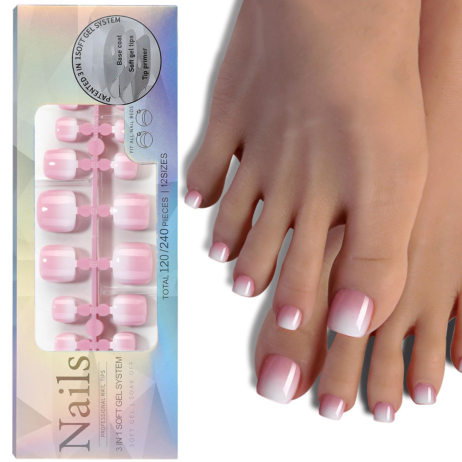 120 Stück French Gel-Nagelspitzen, French Tips zum Aufdrücken der Nägel, 12 Größen, künstliche Nägel, falsche Zehennägel 2