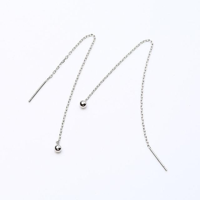 Quaste Echt 925 Sterling Silber Lange Baumeln Tropfen Ohrringe Minimalistischen für Trendy Frauen Party Schmuck Brincos