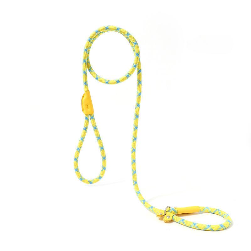 Verstellbares Halsbandgeschirr, Hundeleine, Nylon-Haustierleine, Hundegeschirr, langlebiger Seilgürtel, leichtes Hundezubehör, Katzenhalsband 0.6CM 1.5M gelb