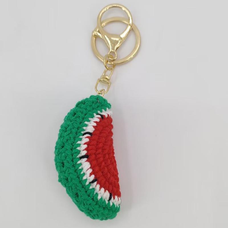 Kreative Früchte-Serie Häkel-Schlüsselanhänger Niedliche Zitronenpuppe Strick-Schlüsselanhänger Für Taschenanhänger Rote Kirsch-Schlüsselanhänger Benutzerdefinierte Accessoires beige