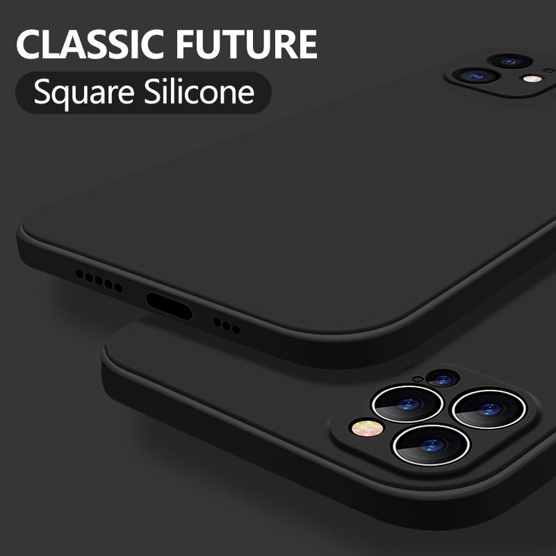 Neue Weiche Flüssigsilikon Handyhülle mit Kameraschutz Stoßfest Für iPhone 16 14 Pro 15 12 Pro MAX 11 Pro SE 2 2020 XR XS 7 8 Plus 16E Air 17 iPhone 14 Pro Max schwarz