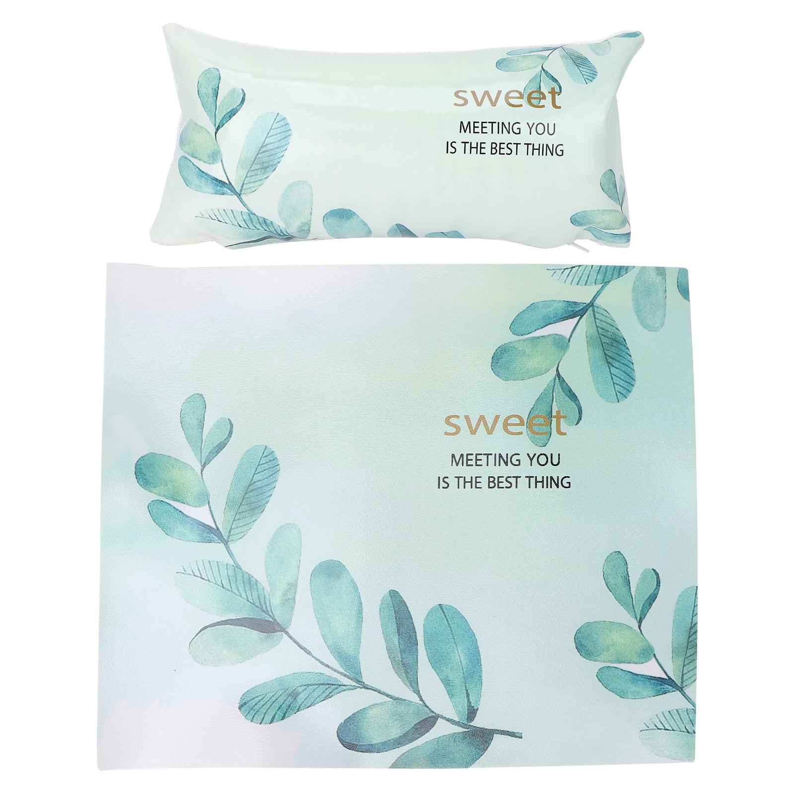 Bequemes Nailart-Handkissen mit Matte Abnehmbares Grünblätter-Muster Armstützenhalter-Matte