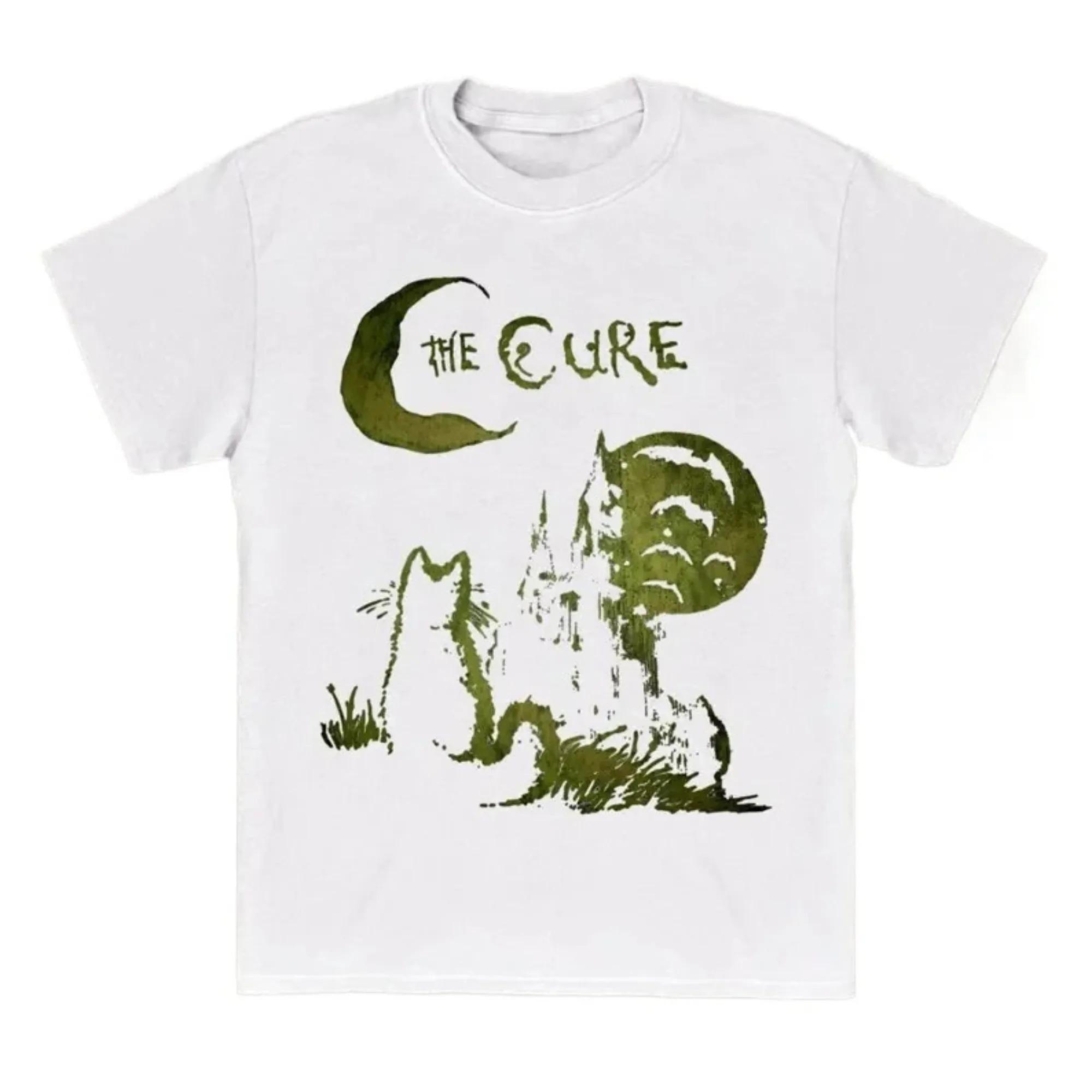2026 The Cure Katze T-Shirt 90er Alt Indie Rock Kleidung Band T-Shirt Hip Hop Tee Herren Damen Kleidung Y2k Oberteile Streetwear Oversized T-Shirt S