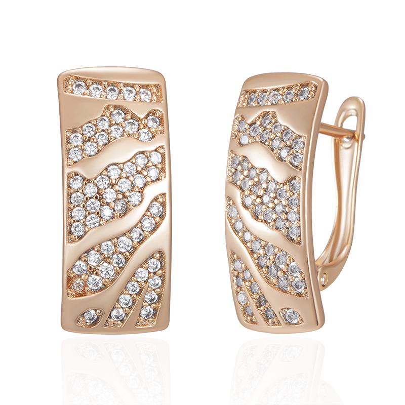 Kinel Vintage Quadratische Tropfen Ohrringe Für Frauen Rose Gold Farbe Klassischen Feinen Schmuck Weiß Zirkon Englisch Ohrringe rose gold