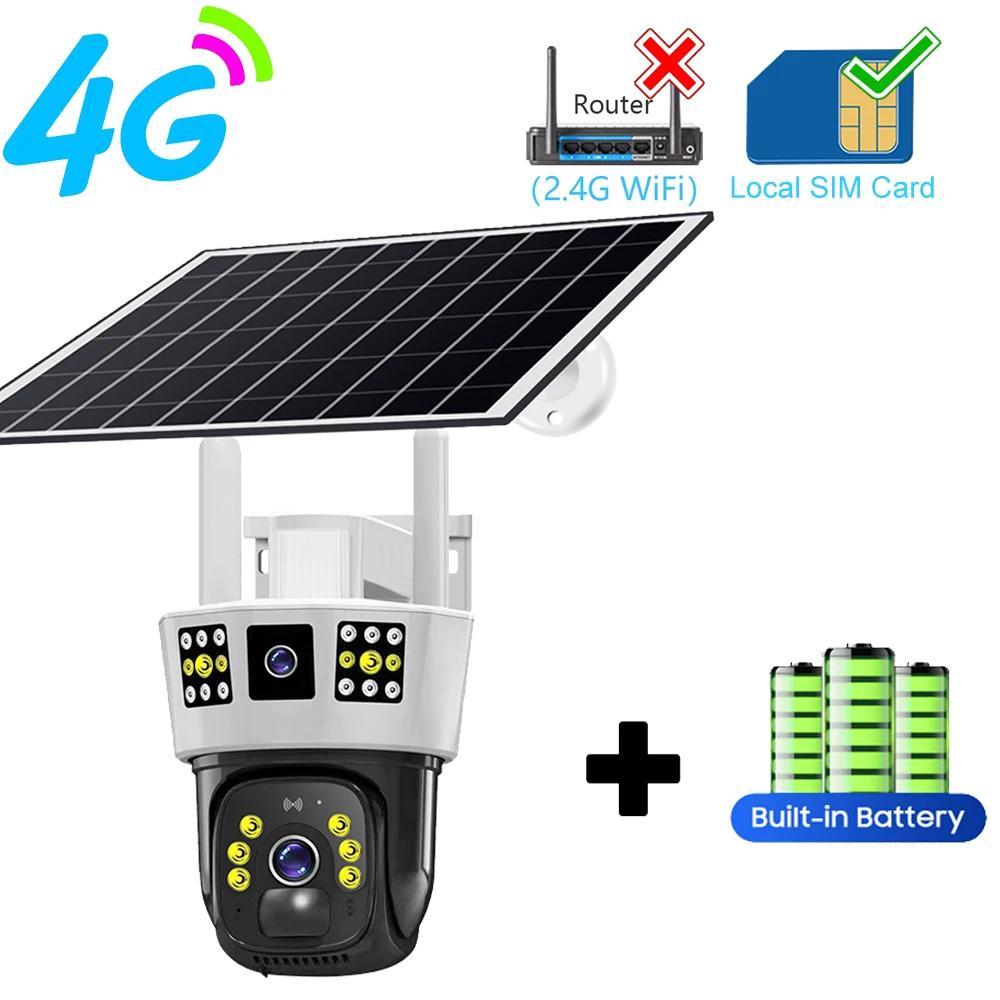 6K 12MP HD Solar Kamera 4G SIM Karte Wifi Outdoor IP Drahtlose Sicherheit CCTV Überwachung PTZ Nachtsicht PIR Personenerkennung Cam 4G Cam