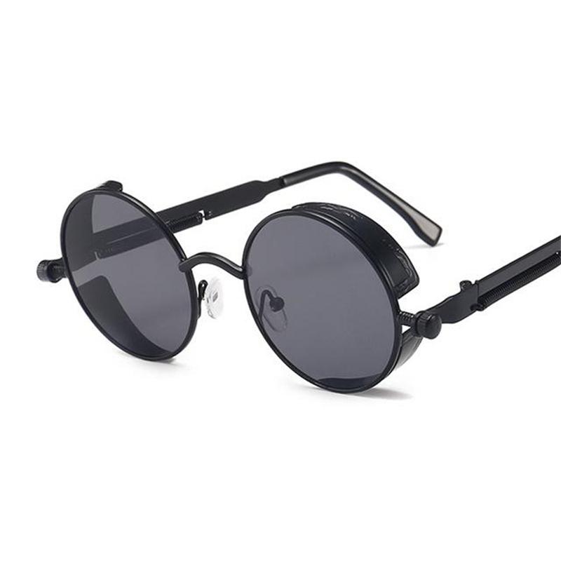 Klassische Gothic Steampunk Sonnenbrille unpolarisiert Herren Damen Vintage runder Metallrahmen Sonnenbrille