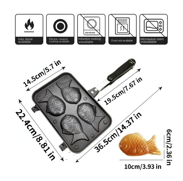 Küche Japanische Taiyaki Doppel Fisch Form Heiße Dessert Waffel Kuchen Maker Pan Japanische Pfannkuchen Doppel Pfanne Braten Pan Waffel formen 4 holes