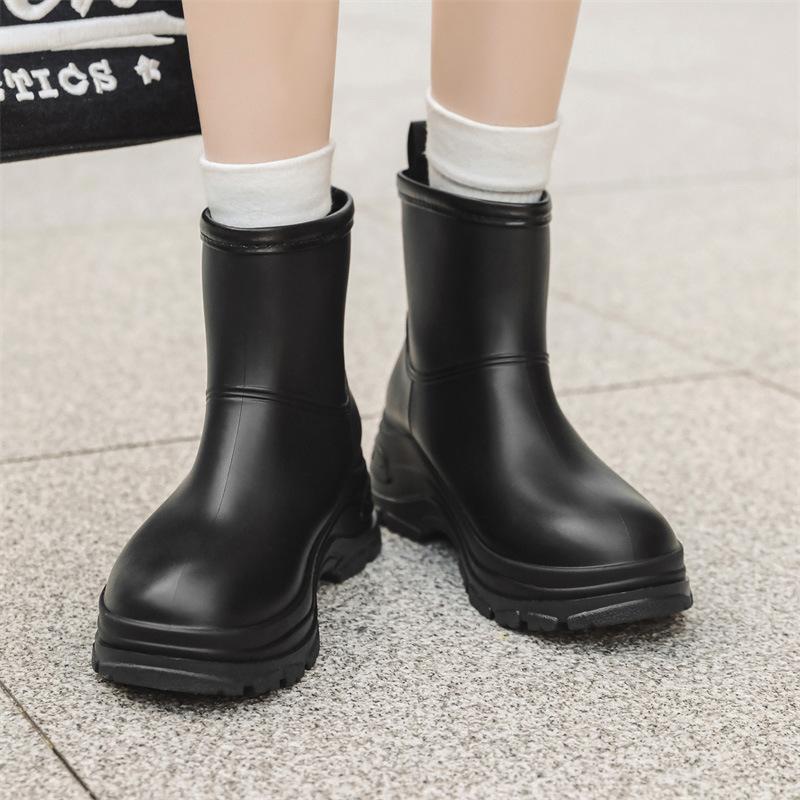 Damen Outdoor Regenschuhe Dicke Sohlen Wasserdichte Stiefel Feste Regenstiefel Galoschen Damen Regenschuhe Wasserdichte Damen Regenschuhe 41 schwarz