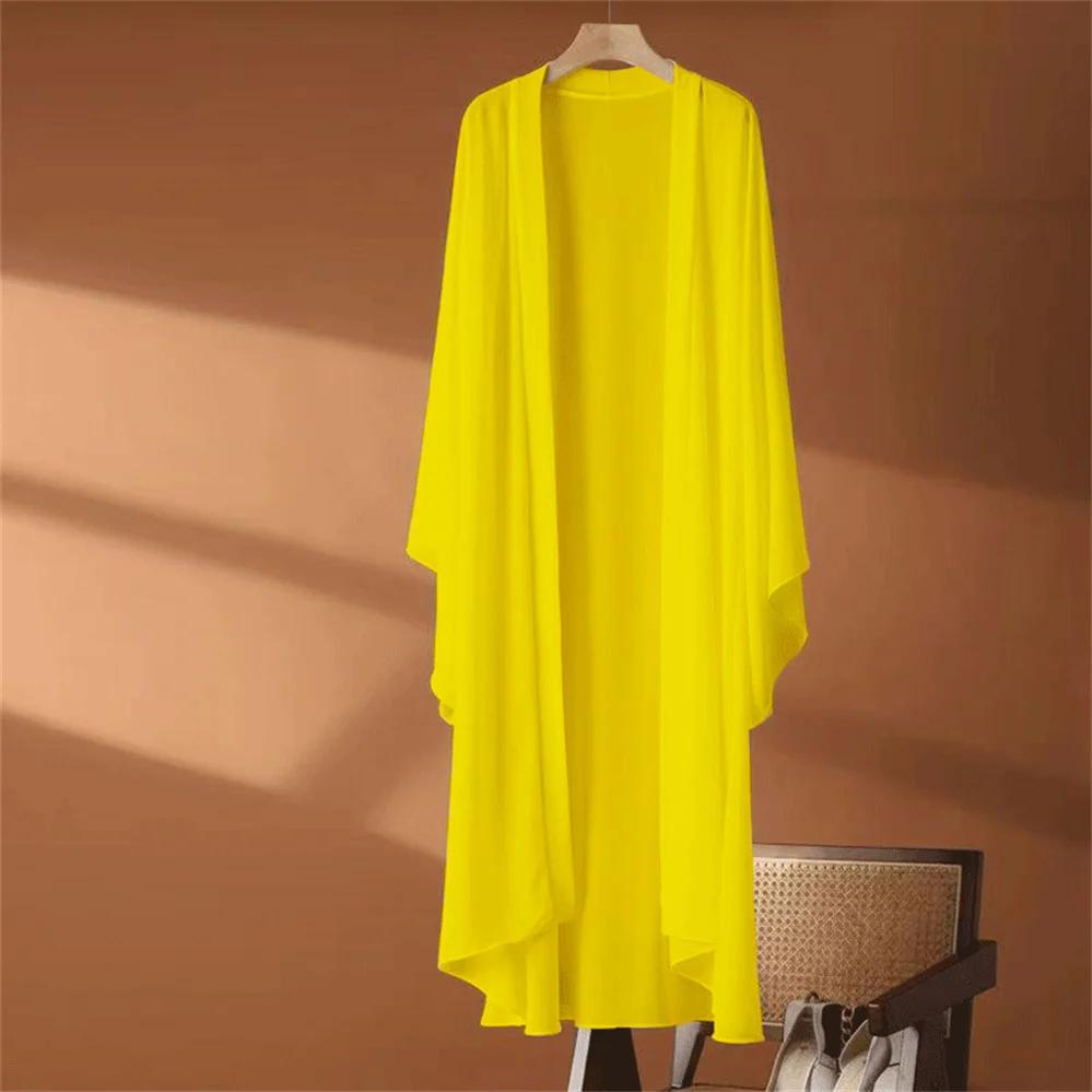 Sommer Herbst Koreanischer Langer Cardigan Damen Sonnenschutz Damen Cardigans Damen Lockerer Mantel Jacke Damen Schal Oberbekleidung 3XL gelb