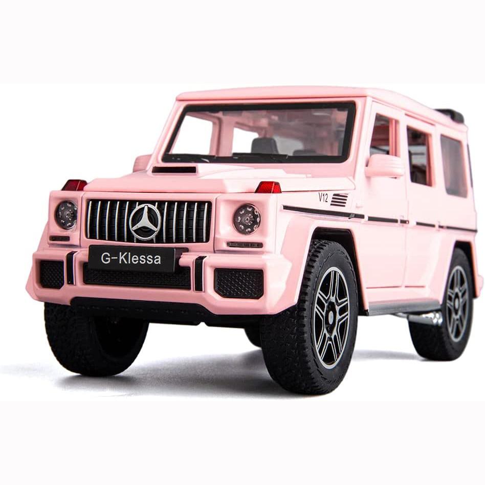 1/24 Benz G63 AMG Modellauto, Spielzeugauto zum Zurückziehen aus Zinklegierung mit Sound und Licht für Kinder als Geschenk für Jungen und Mädchen 22*8.5*9.5cm rosa