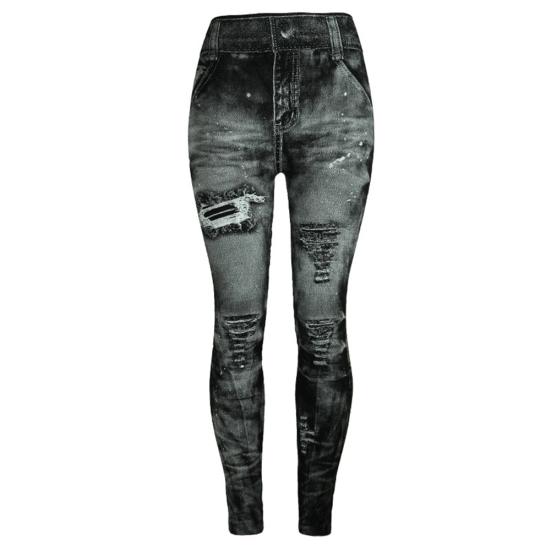 Fashion Choice Damen-Jeans-Leggings, dehnbar, imitiert, Denim-Leggings, hohe Taille, Röhrenhose L hellgrau