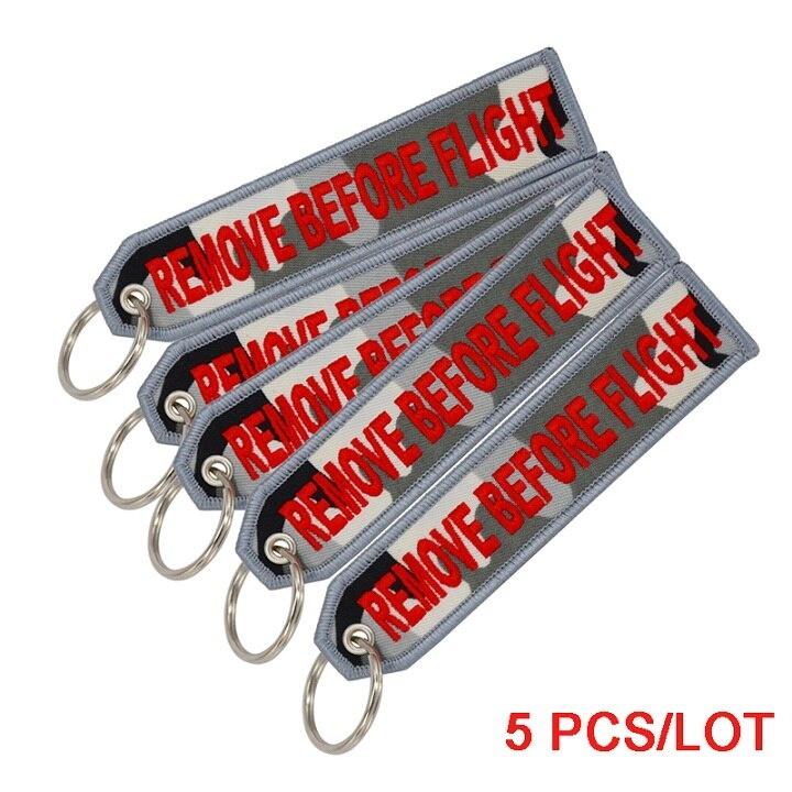 Vor dem Flug entfernen, Chaveiro-Tag, Stickerei, Schlüsselanhänger, Schlüsselanhänger für Luftfahrt, OEM-Schlüsselanhänger, Schmuck, 5 Stück/Set camouflage