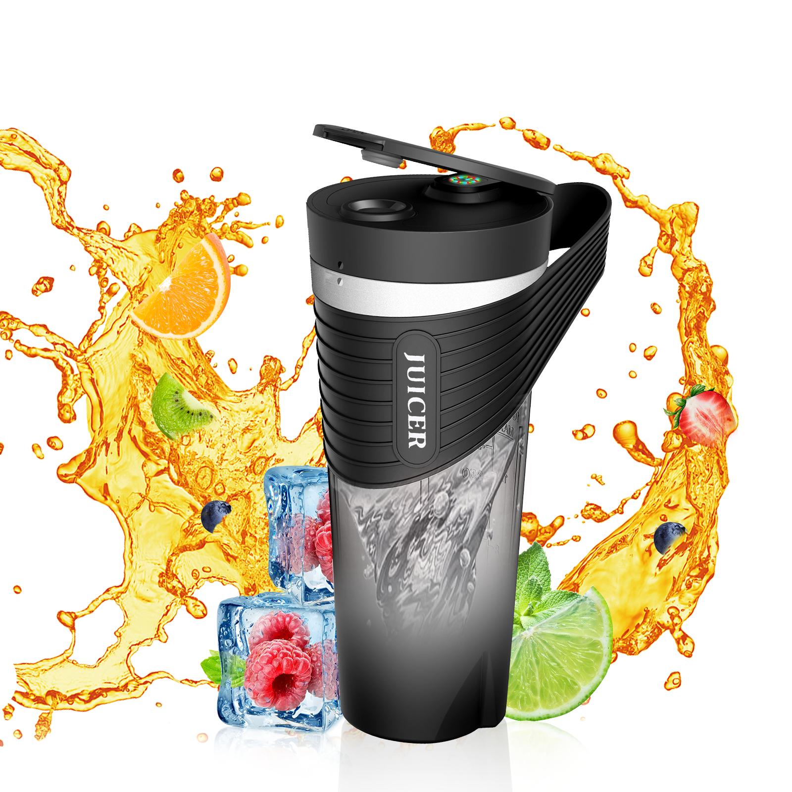 Tragbarer Mixer für Shakes und Smoothies, 4000 mAh, Typ C, wiederaufladbar, 460 ml, persönlicher Mixer mit 6 schwarz