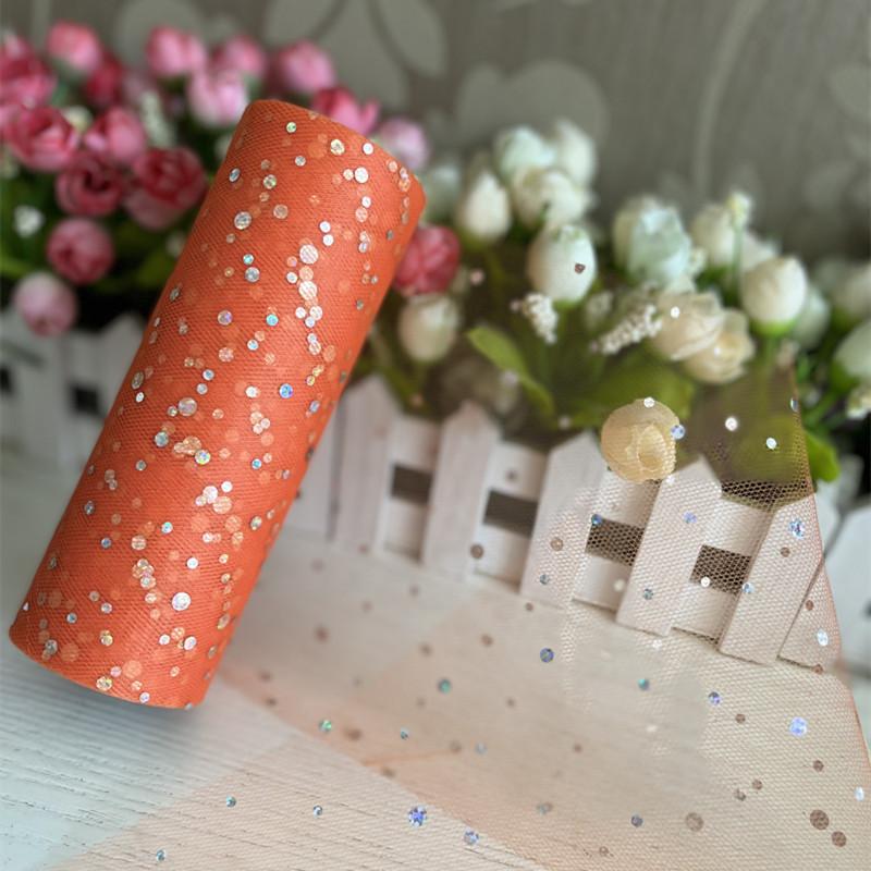 10 Yards Laser Pailletten Tüll Rolle Organza Party Dekoration DIY Tutu Stoff Hochzeit Dekoration Nähen Mesh Organza Tutu Rock Zubehör orange