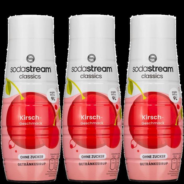 Sirup für kohlensäurehaltiges Wasser - Sodastream - Kirsche zuckerfrei - Packung 3x440ml - Kalorienarm rot