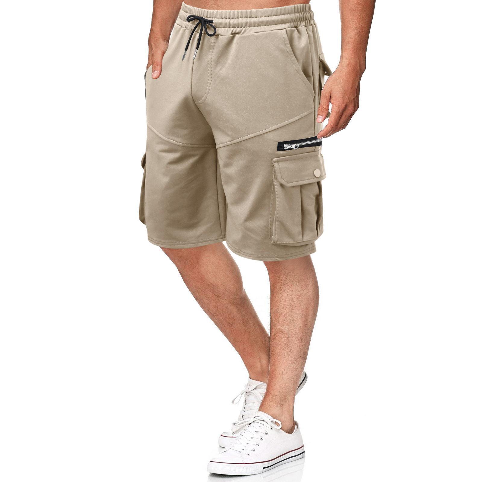 Sommer Arbeitskleidung Shorts Locker Fünfviertelhosen, Mittellange Hosen, Mehrere Taschen Freizeithosen Herrenshorts L