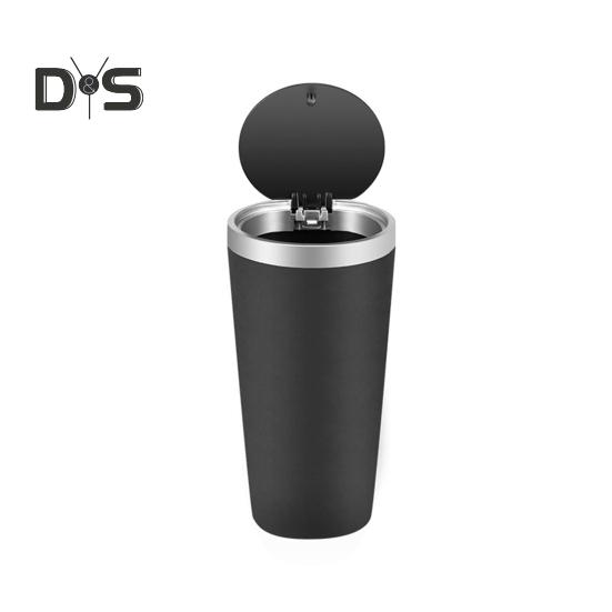 Einhändig zu bedienender Auto-Mülleimer, praktischer, kompakter, platzsparender Mülleimer für den Fahrzeuginnenraum, ideal für Getränkehalter, Telefonaufbewahrung silber/schwarz