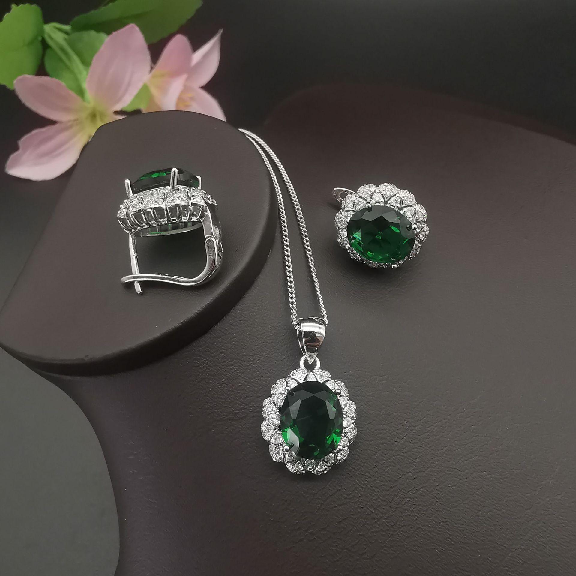 Elegante Ohrringe Modische Accessoires Amethyst Zirkon Halskette Ohrringe black