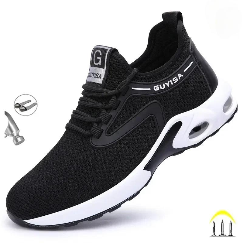 Sommer Männer Frauen Arbeitsschuhe Stahlkappe Sicherheitsstiefel Europäischen Standard Anti-smash Anti-punktion Sport Sicherheitsschuhe 38 schwarz/weiß