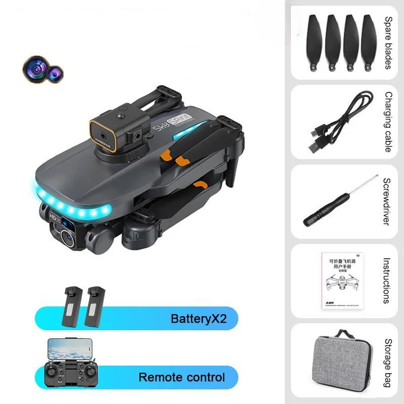 Neue P14 Mini-Drohne HD Luftaufnahmen ESC Dual Kamera WIFI FPV Hindernisvermeidung RC Faltbarer Quadcopter Flugzeug Spielzeug Brushless 2B schwarz