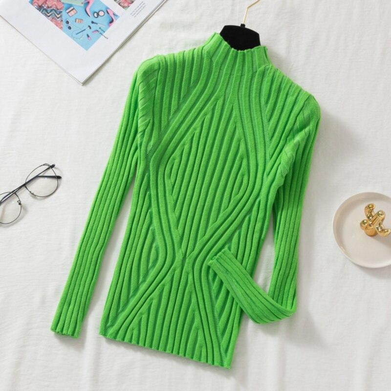 2022 herbst Pullover Gestrickte Pullover Frauen Langarm Büro Dame Jumper Pullover Schlank Solide Pullover Casual Tops 17041 OneSize grün