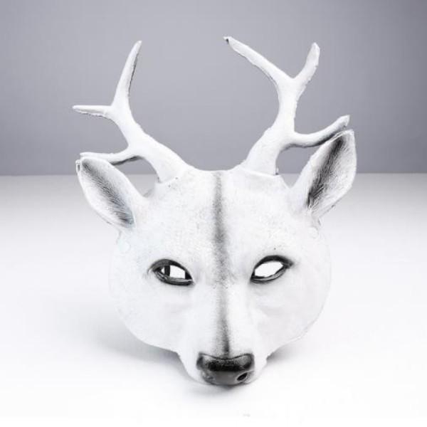Cosplay Hirsch Maske 3D Tier Maske PU Schaum Personalisierte Geschenk Frauen Männer Karneval Party Rave Club Rollenspiel Masken weiß