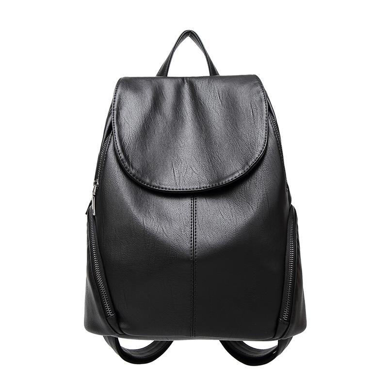 Designer Marke Mode Leder Frauen Rucksack College Schule Rucksack Tasche Mode Reise Schulter Tasche Casual Rusksack Tasche schwarz