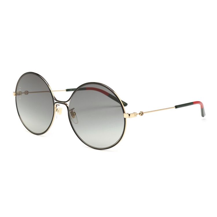 Gucci Metallrahmen Runde Sonnenbrille Damen Sonnenbrille GG0395S-001 Dust Bag+Eyeglass Case (Random Color),58