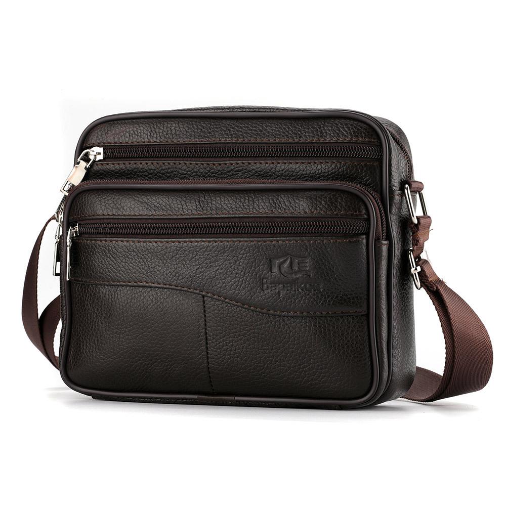 Heißer Verkauf Mode Männer Messenger Bags Aus Echtem Leder Handtaschen für Mann Luxus Marke Männlichen Flap Satchel Umhängetasche Umhängetasche braun