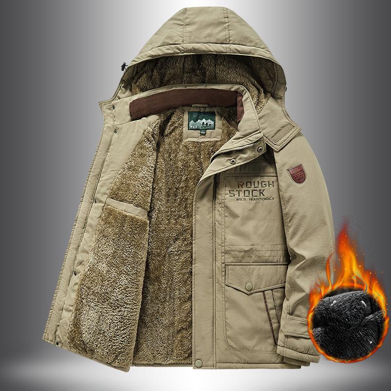 Winter Herren Samt Verdickte Gepolsterte Kleidung Mittleren Alters und Älterer Lässige Gepolsterte Jacken Große Größe Papa Gepolsterte Kleidung M