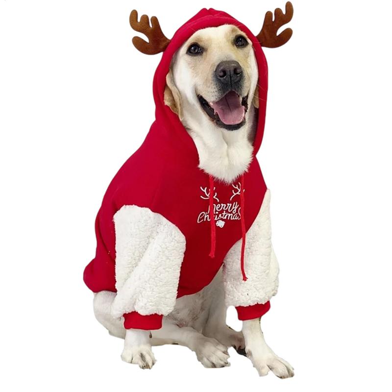 Hunde-Hoodie für große Hunde Hunde-Weihnachts-Hoodie Geweih Große Hunde-Kostüme Weihnachts-Haustierkleidung Schöner Herbst-Winter-Pullover S