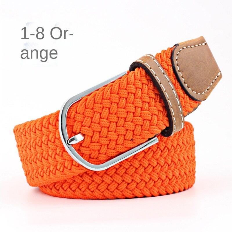 2024 neue Mode Hohe Qualität Explosive frauen Leinwand Gürtel männer Elastische Gürtel Casual Stretch Woven Pin Schnalle Gürtel orange