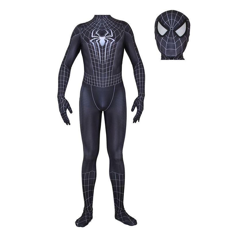 Atmungsaktiver Und Elastischer Spiderman Black Venom Zentai Anzug Mit Durchsichtigen Augen Kids,140 cm