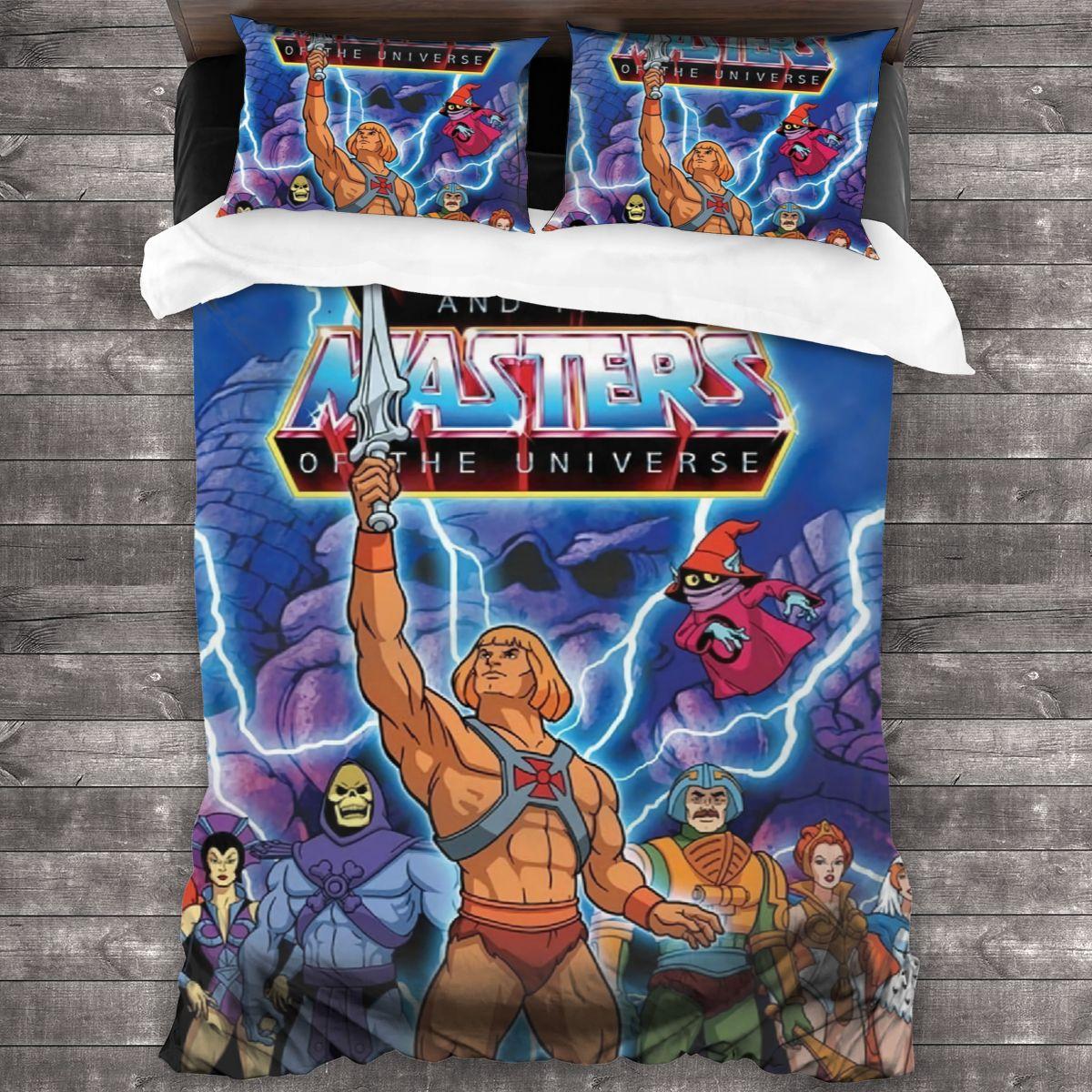 He Man und die Masters of the Universe Bettwäsche-Set für Einzelbetten, 3-teilig, Bettdecken-Set, Colcha Casal, Bettlaken EU single(135x200cm)