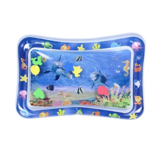 Sensorische Wasserspielmatte, interaktives Katzenspielzeug, Selbstspielmatte mit Meerestiermustern, aufblasbares, mit Wasser gefülltes, cooles Sommerspielzeug für Haustiere für Pools und Strände