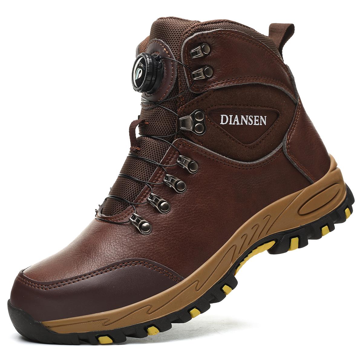 Sicherheitsschuhe mit Drehknopf für Herren, Arbeitsschuhe, unzerstörbare Schuhe, pannensichere Schutzschuhe, Arbeitsstiefel mit Stahlkappe 40 braun